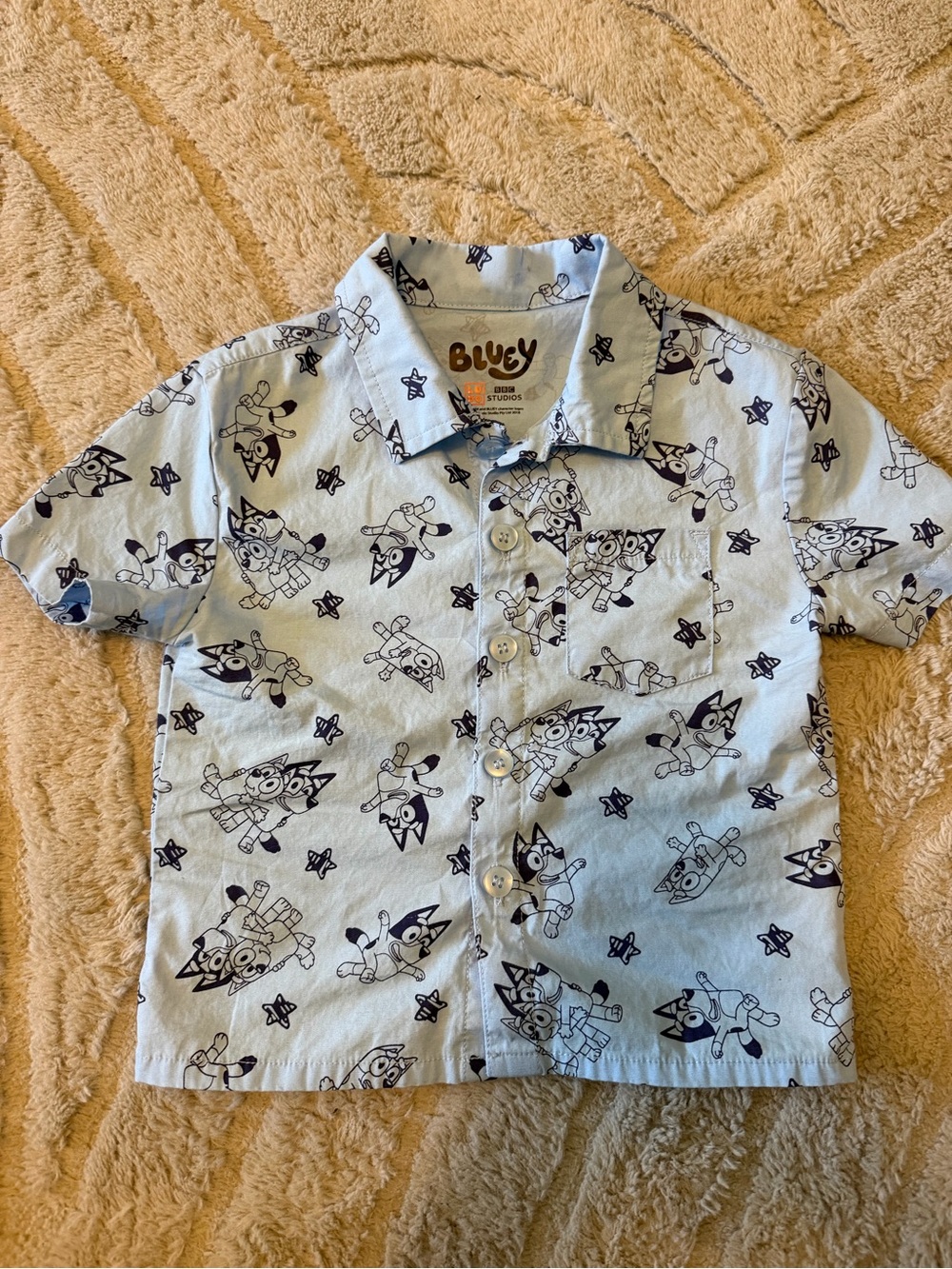 18 month Light Blue Bluey Short-Sleeve Button-Up Shirt